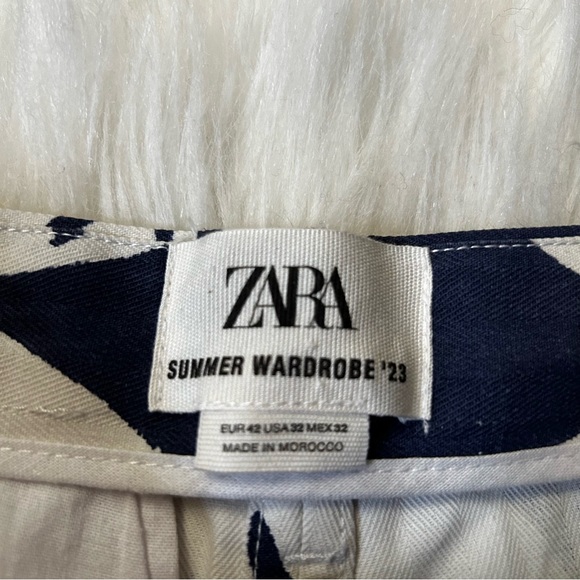 Zara Blue and White Patterned Jeans Summer Wardrobe ‘23 size 32” - Picture 8 of 13